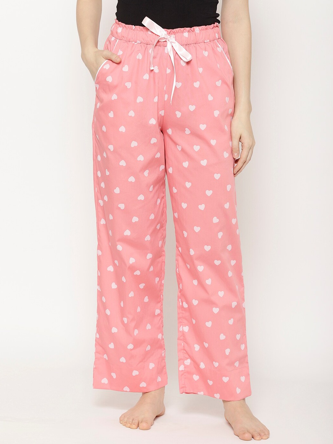 

COASTLAND Women Pink Heart Printed Pyjamas
