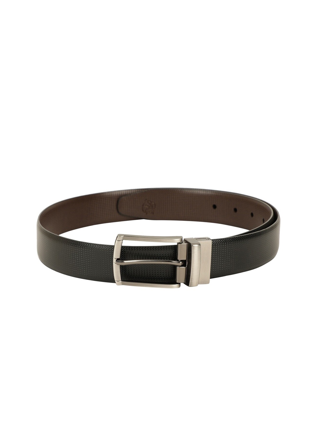 

ZEVORA Men Black & Brown Textured Reversible Belt
