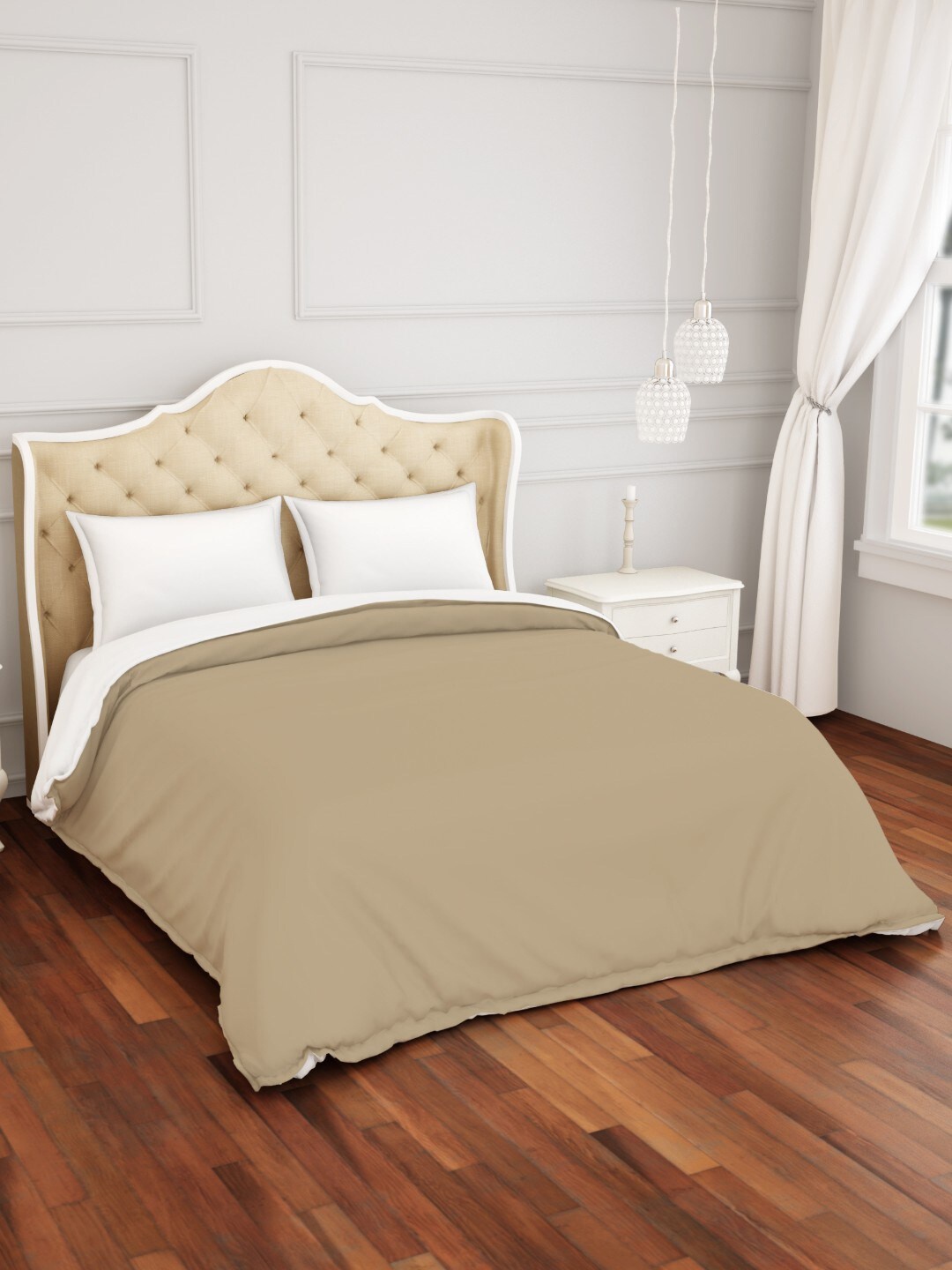

SPACES Beige Solid Hygro 300 TC Double Queen Duvet Cover