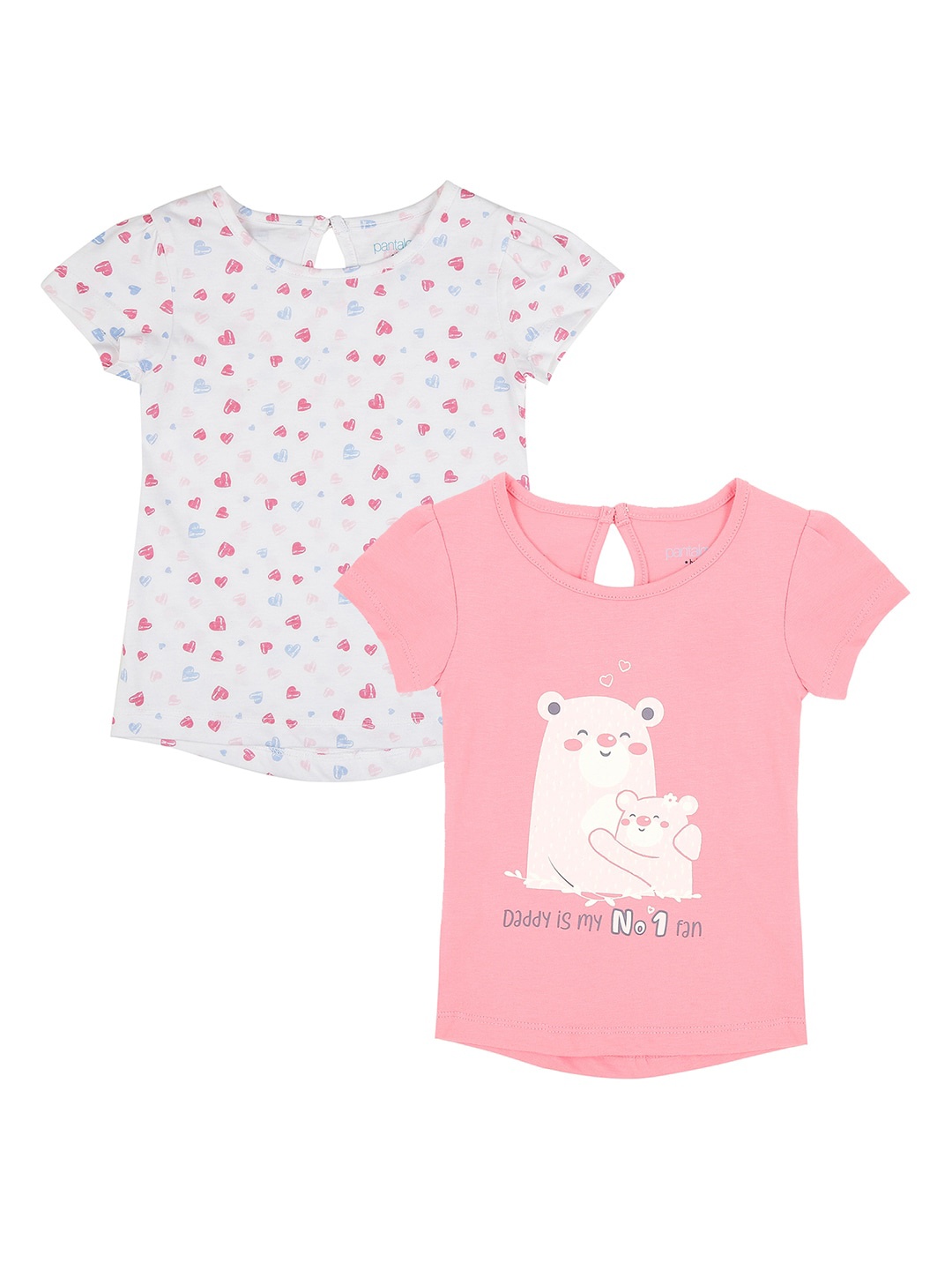 

Pantaloons Baby Girls Pack Of 2 Printed Round Neck T-shirt, Pink