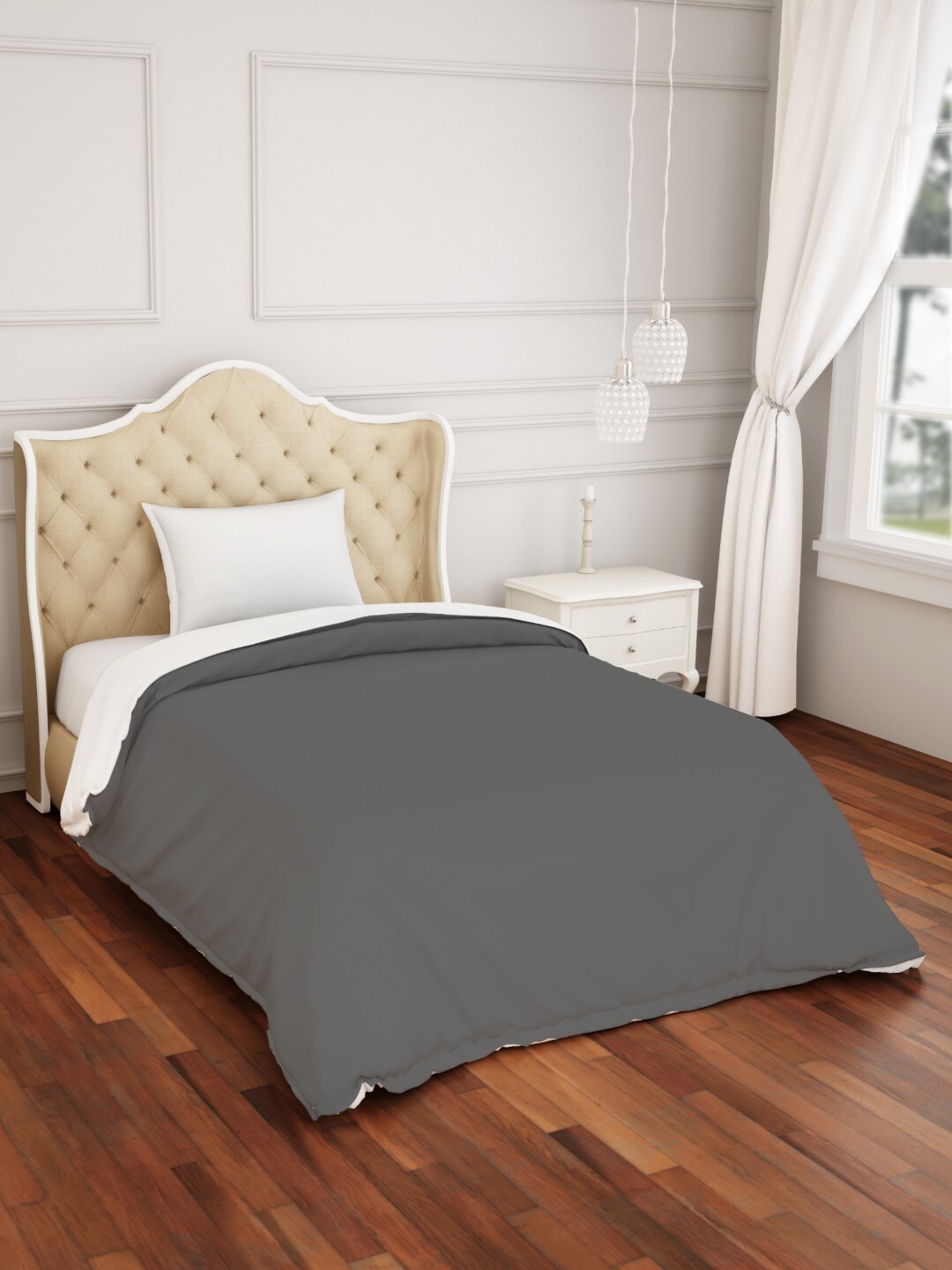

SPACES Grey Solid Hygro 300 TC Single Bed Duvet Cover
