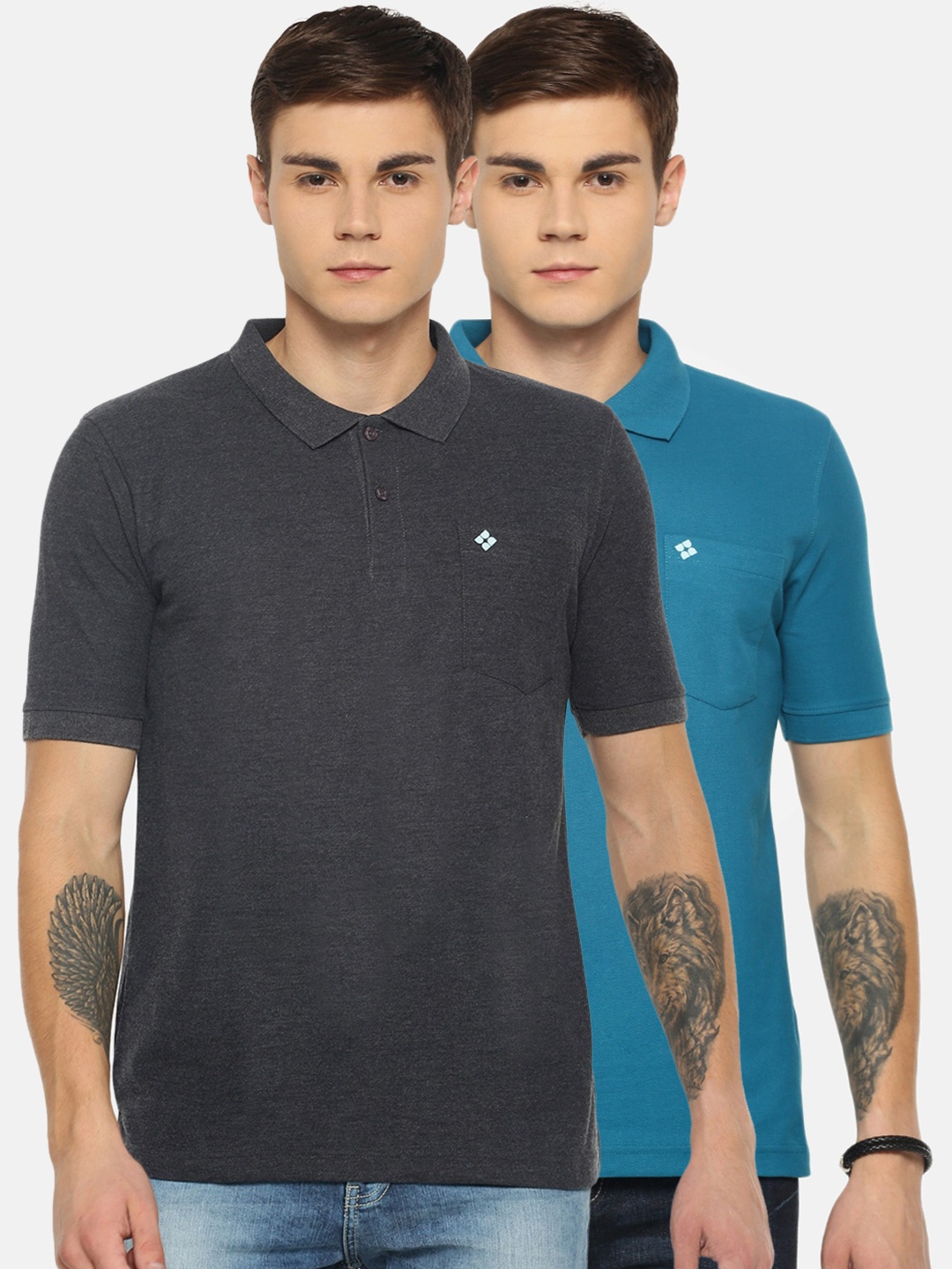 

Dollar Men Multicoloured Solid Polo Collar T-shirt, Multi
