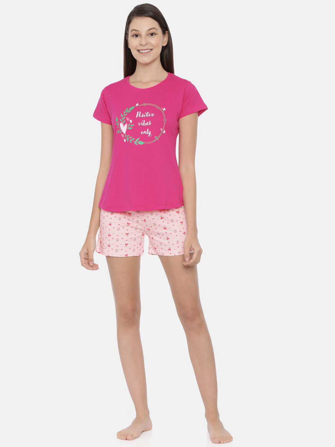 

Curare Women Pink Printed Night Suit