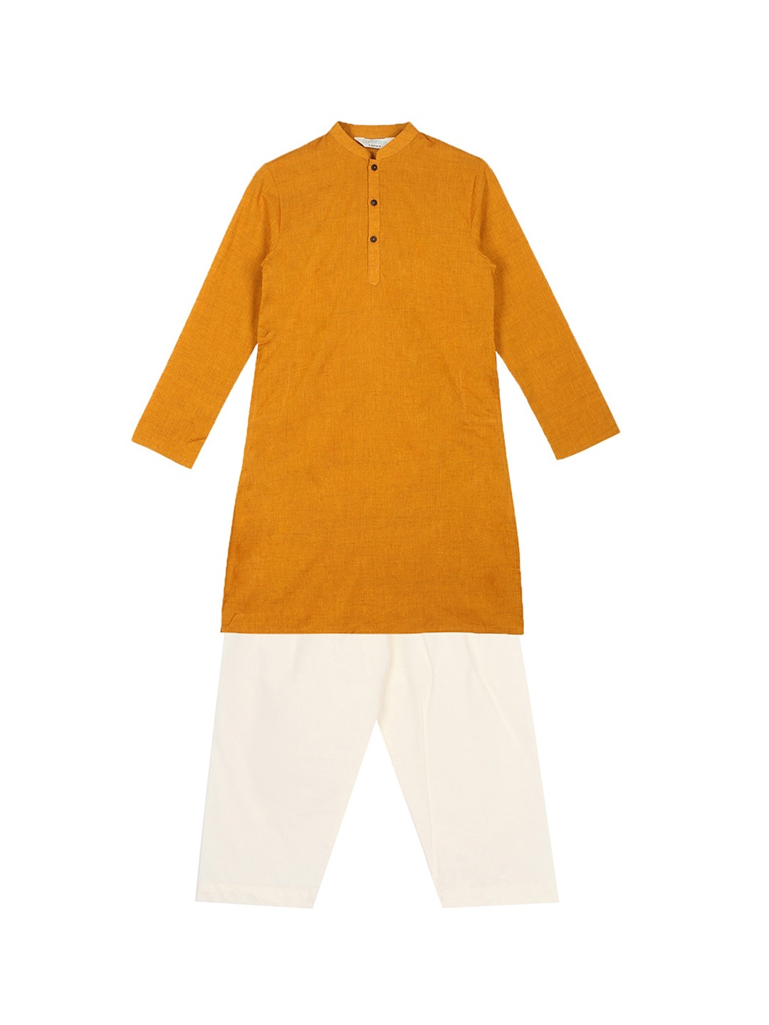 

indus route by Pantaloons Boys Mustard Solid Kurta with Pyjamas