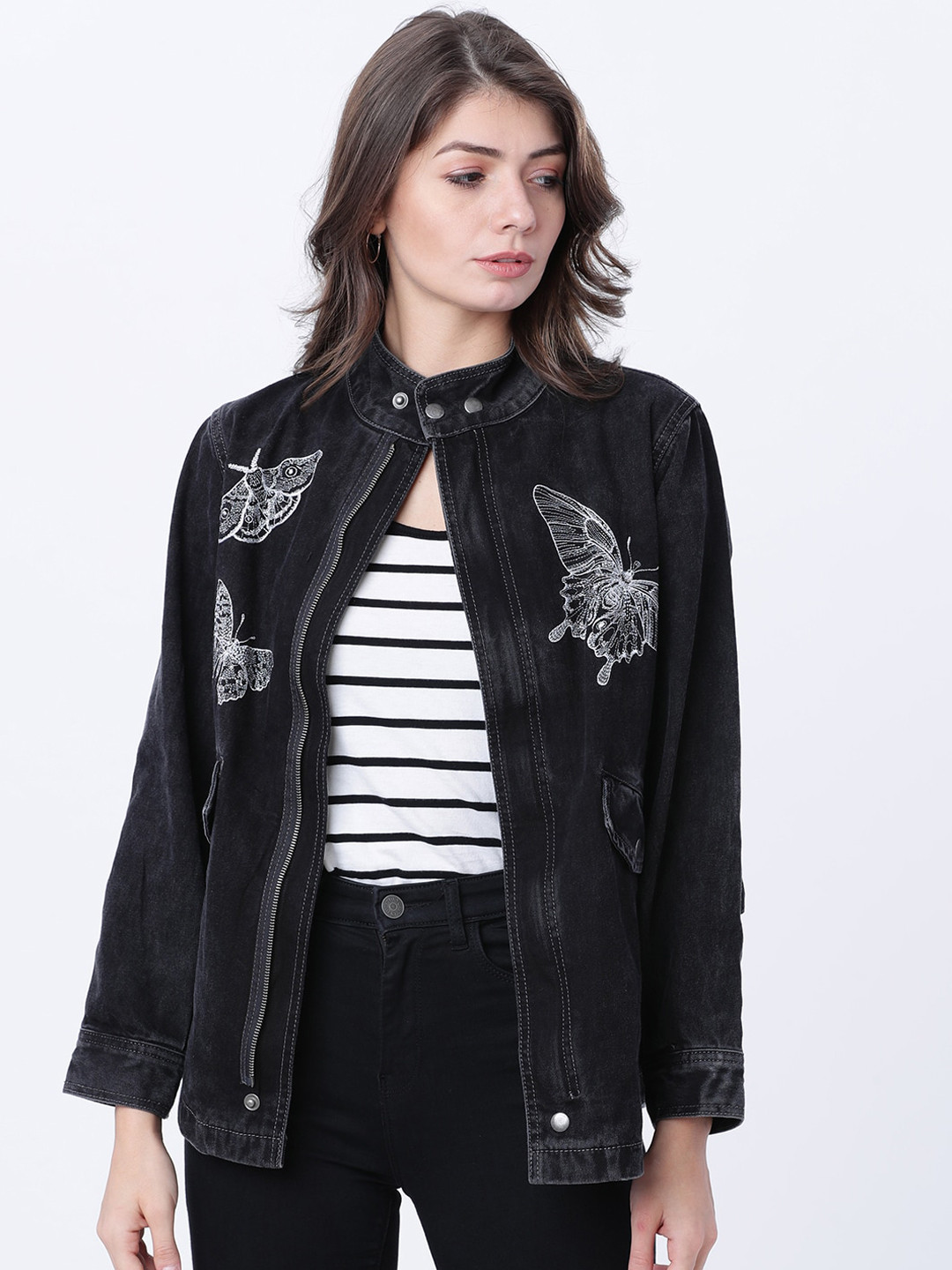 

Tokyo Talkies Women Black Denim Jacket