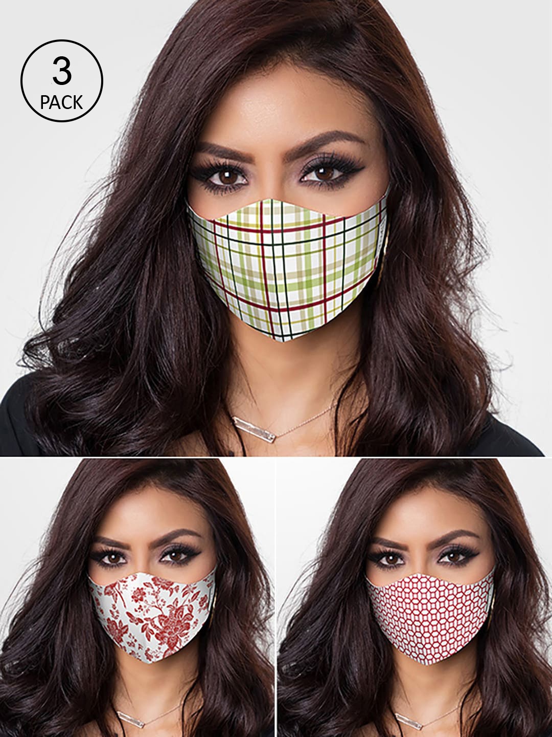 DDecor Women Anti Viral Pack Of 3 3-Ply Reusable Cloth Mask, Green