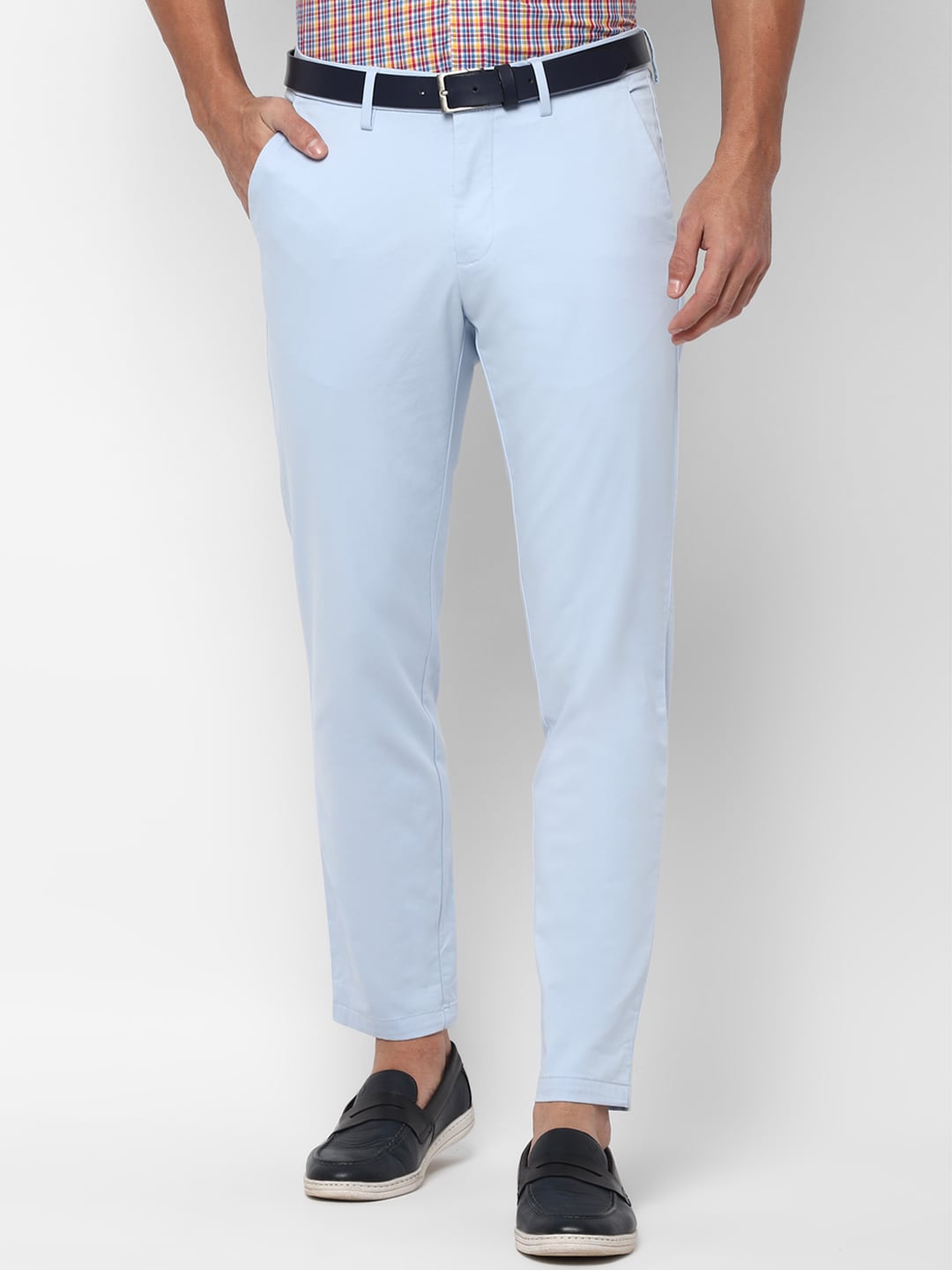 

Allen Solly Men Blue Slim Fit Solid Regular Trousers