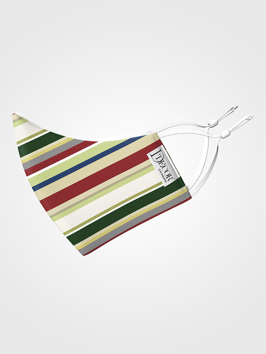 

DDecor Women Anti Viral Green & off-White Striped 3-Ply Reusable Protective Outdoor Mask