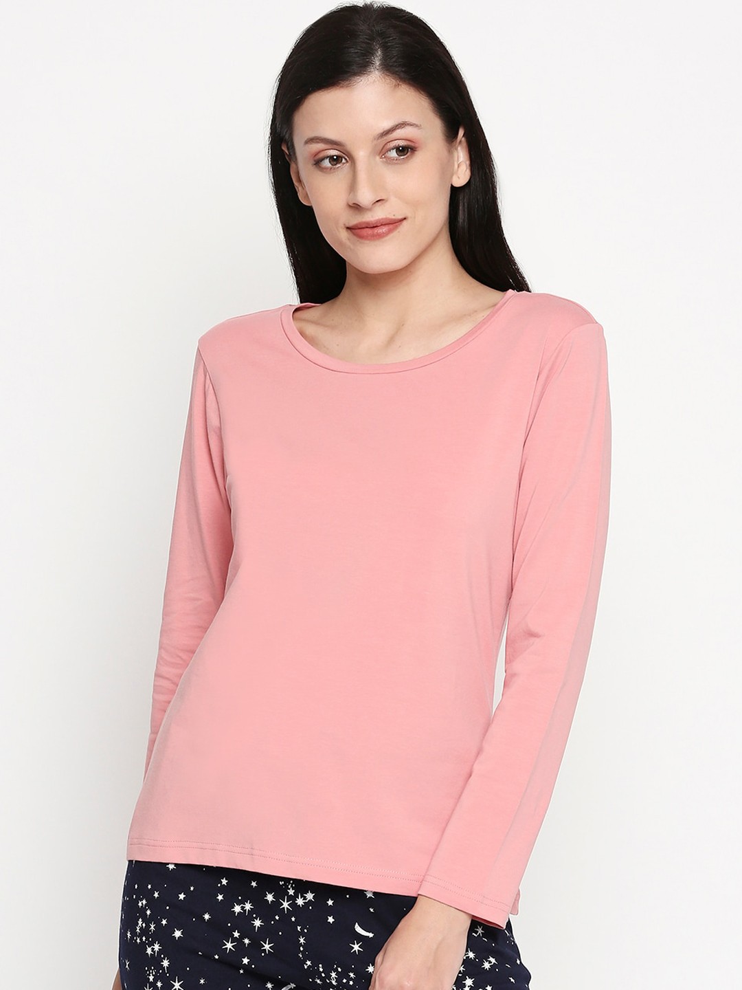 

Dreamz by Pantaloons Women Pink Solid Lounge tshirt