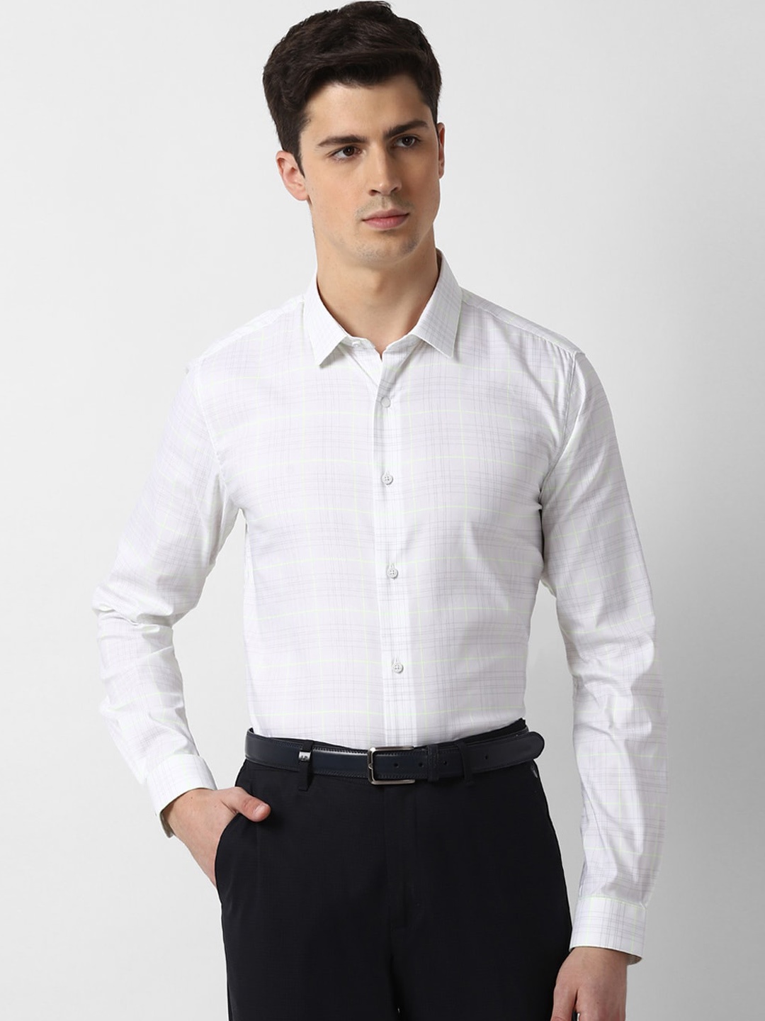 

Louis Philippe Sport Men White & Black Slim Fit Checked Formal Shirt