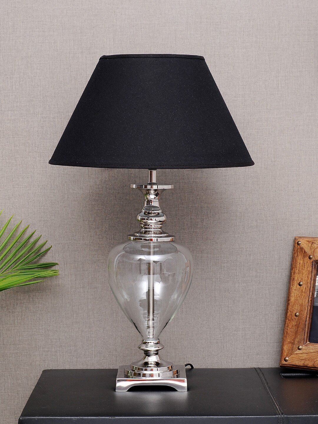 

THE LIGHT STORE Steel-Toned Self Design Bedside Standard Table Lamp