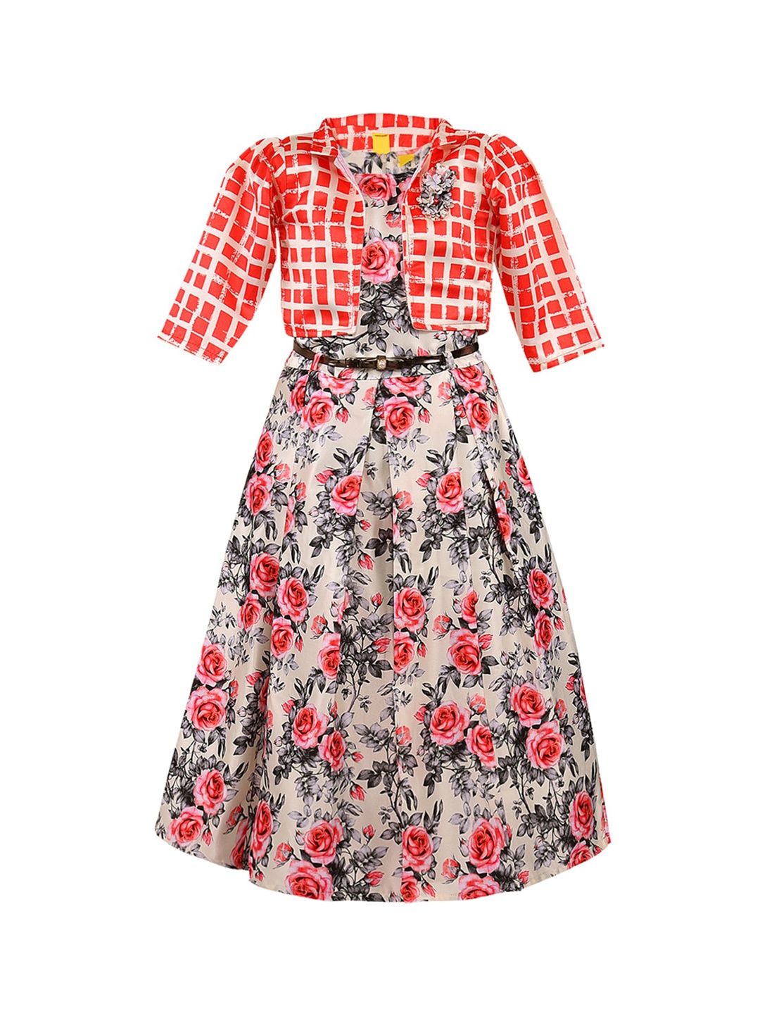 

Wish Karo Girls Red Printed Fit and Flare Dress