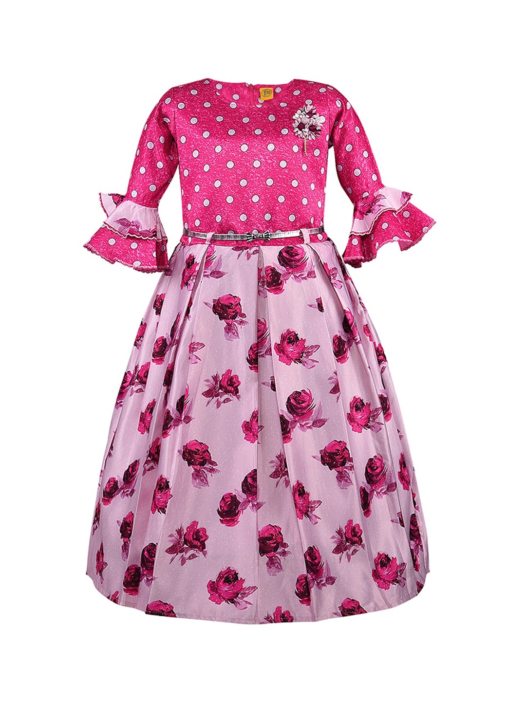 

Wish Karo Girls Pink Printed Fit and Flare Dress