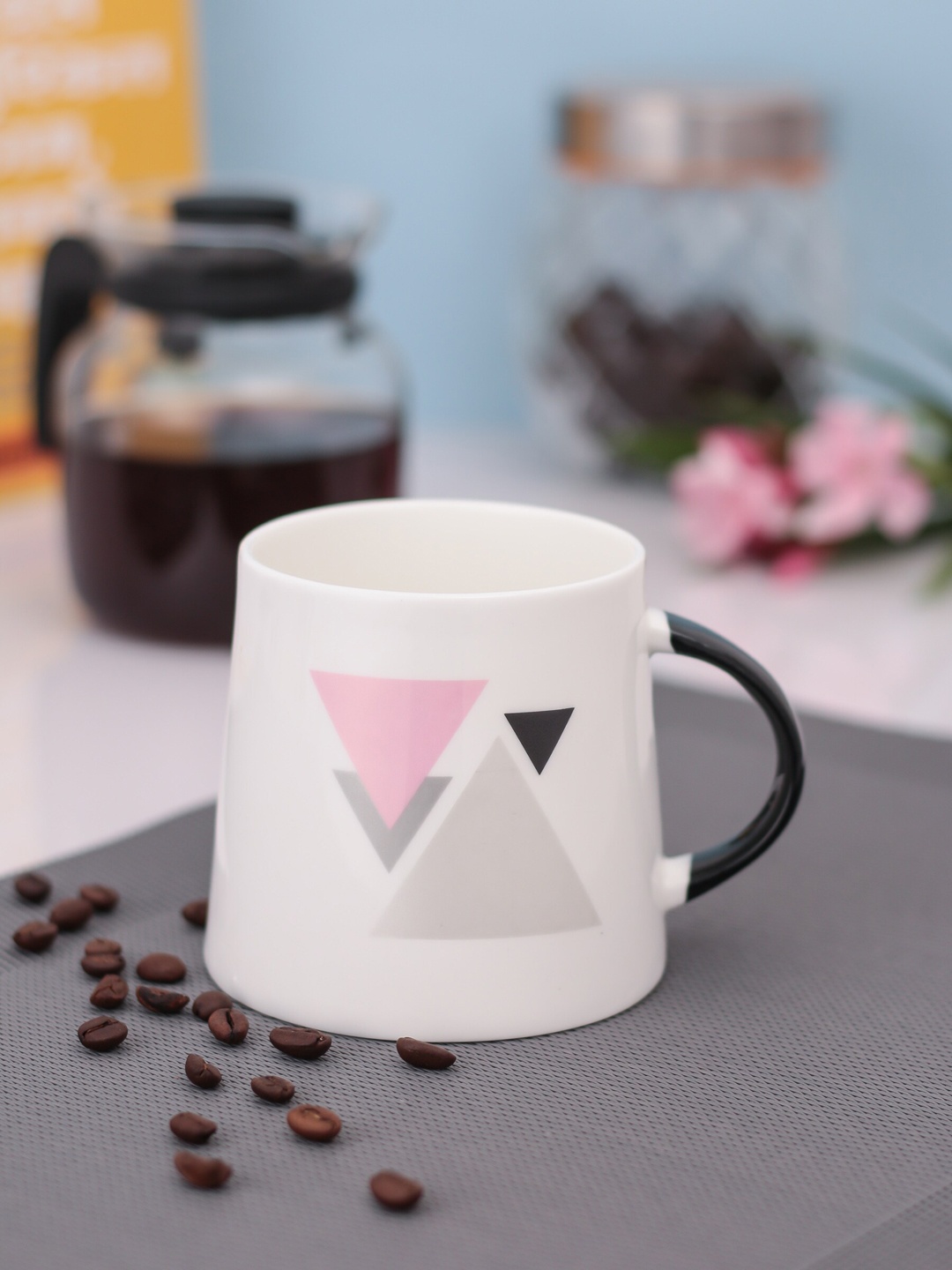 

JCPL Fine Ceramic 2 Pieces White & Pink Printed Milk Mug