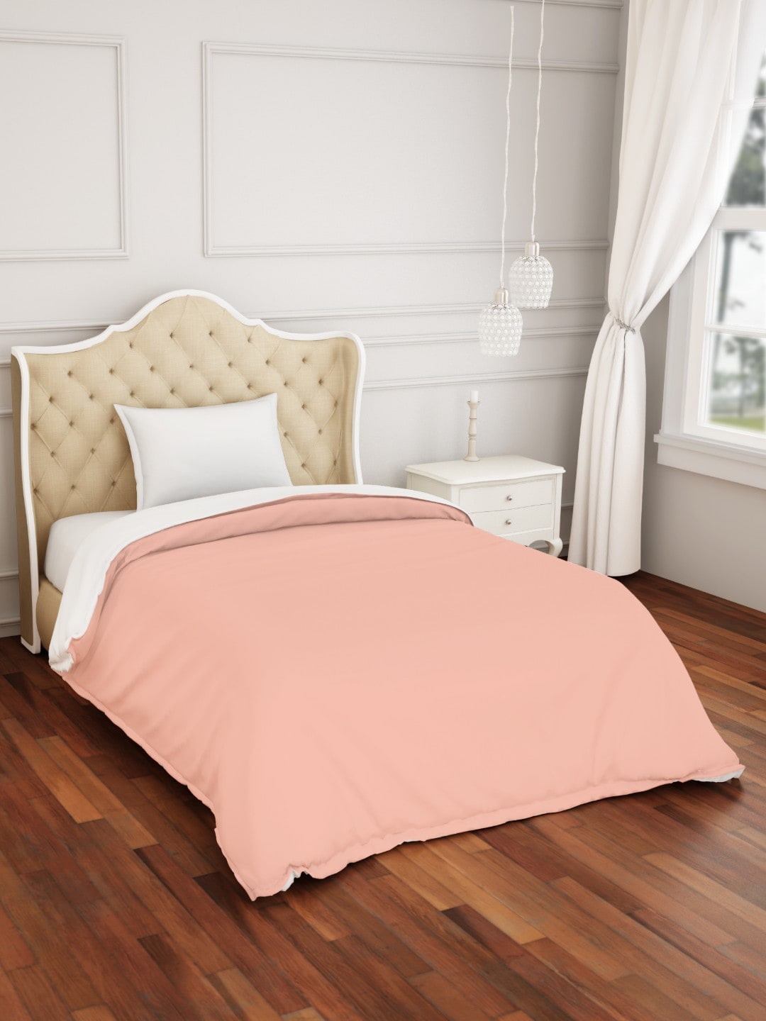 

SPACES Coral-Coloured Solid Hygro 300 TC Single Bed Duvet Cover