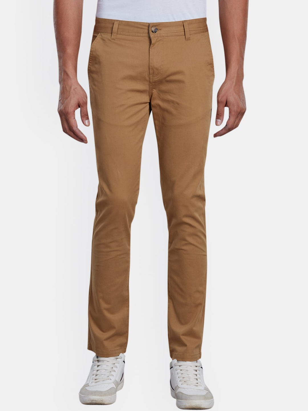 

Pepe Jeans Men Khaki Slim Fit Solid Chinos