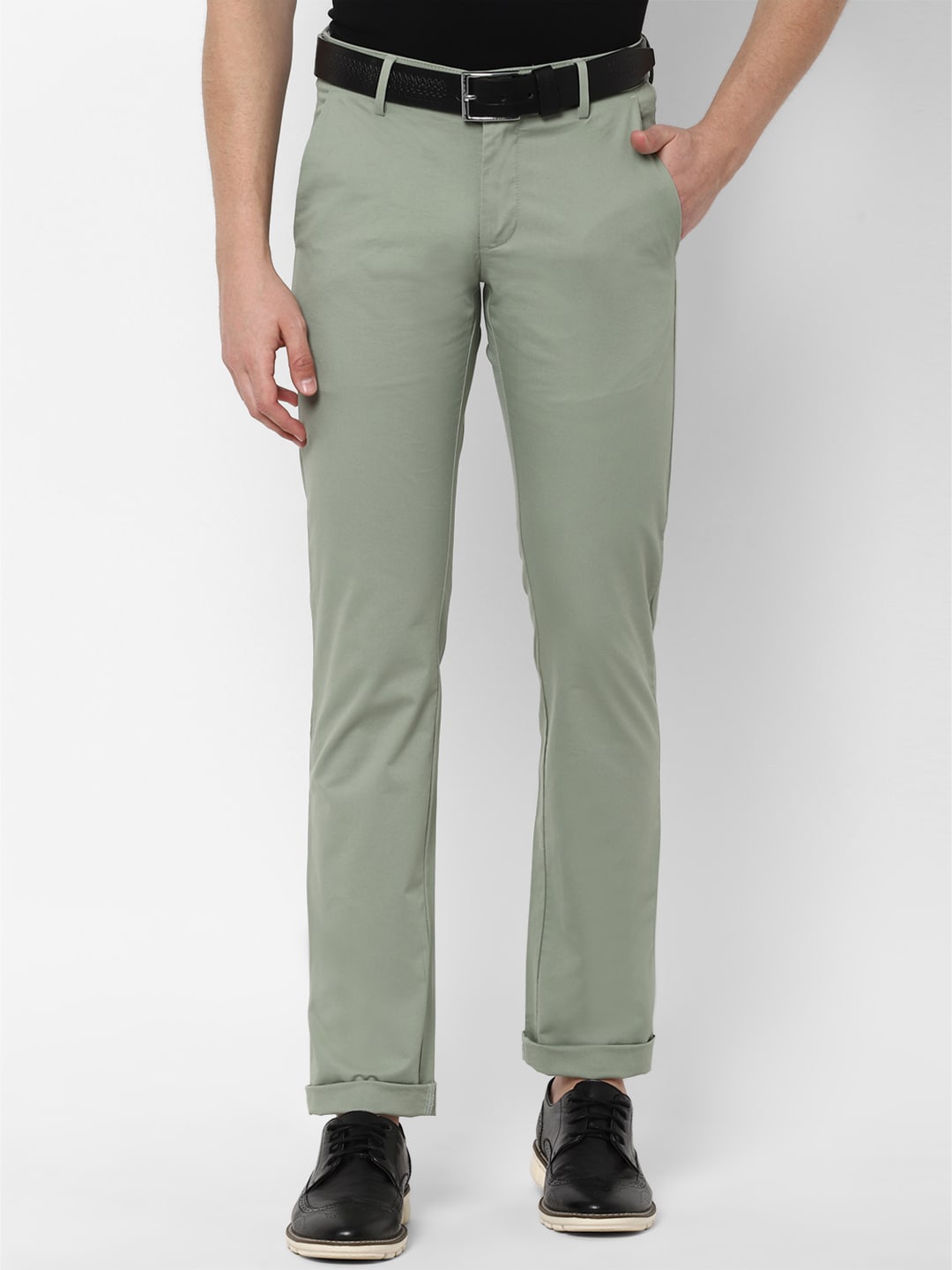

Allen Solly Men Green Slim Fit Solid Regular Trousers