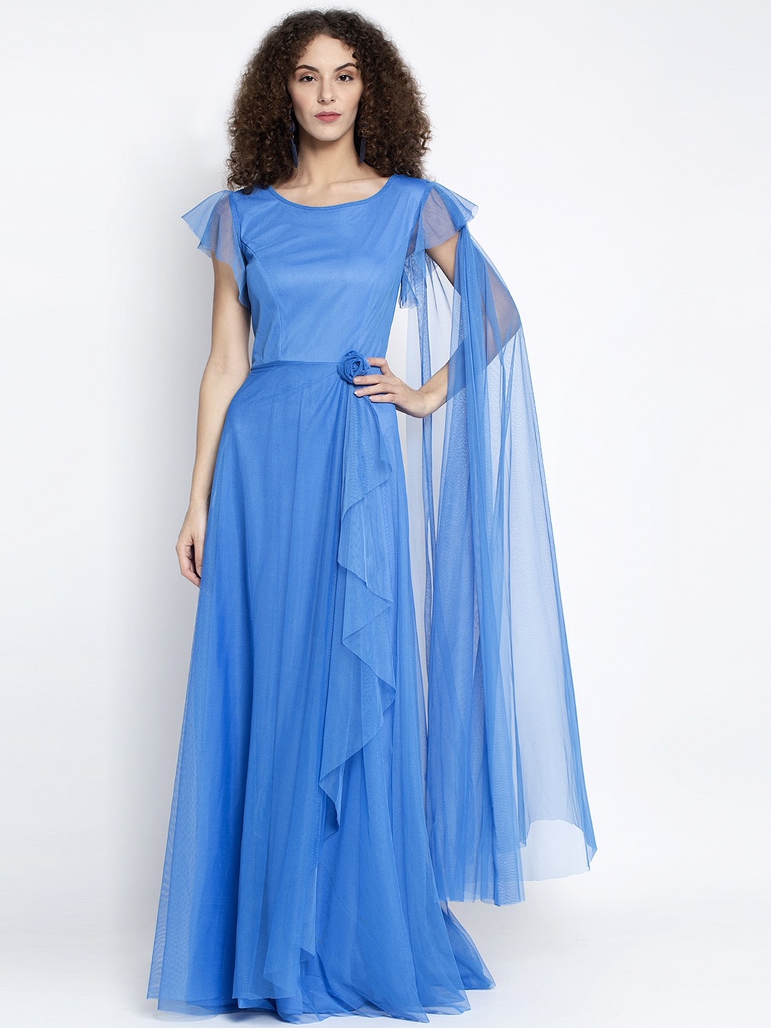 

Just Wow Women Blue Solid Maxi Dress