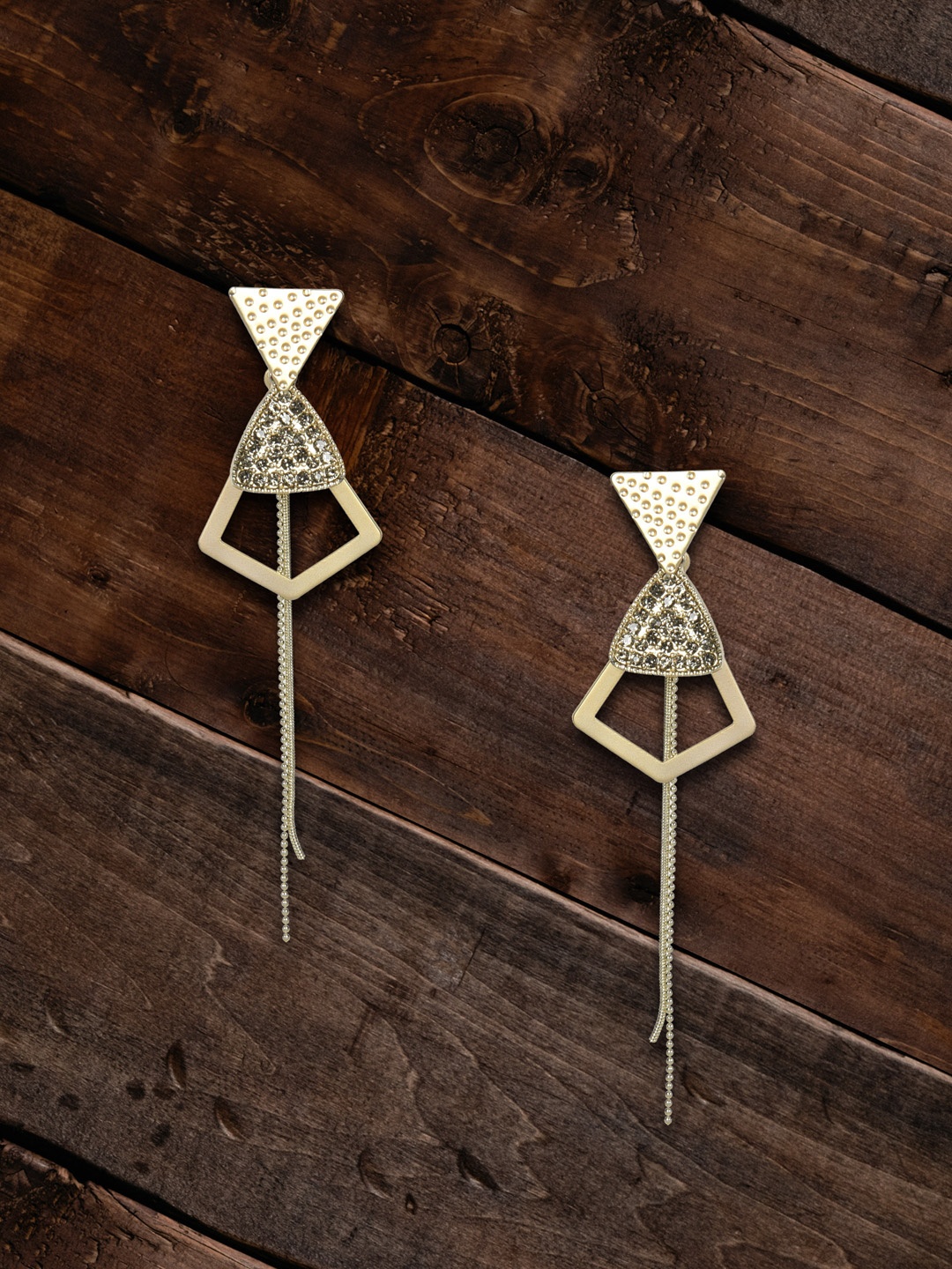 

MIDASKART Gold-Toned Contemporary Drop Earrings