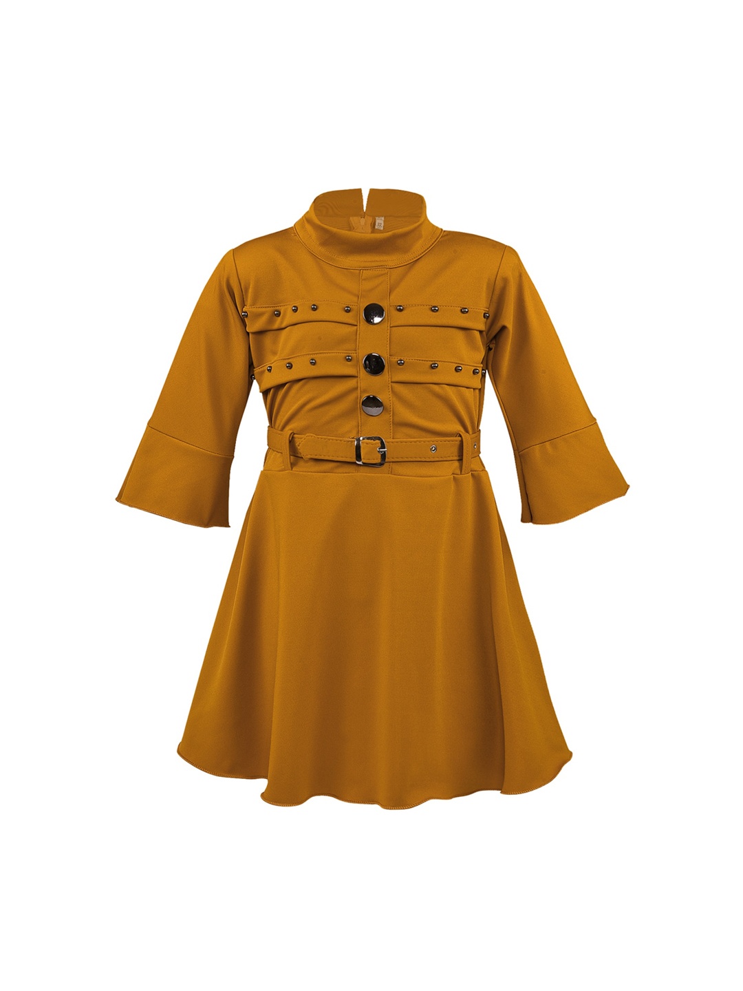 

Wish Karo Girls Mustard Yellow Embellished Fit and Flare Dress