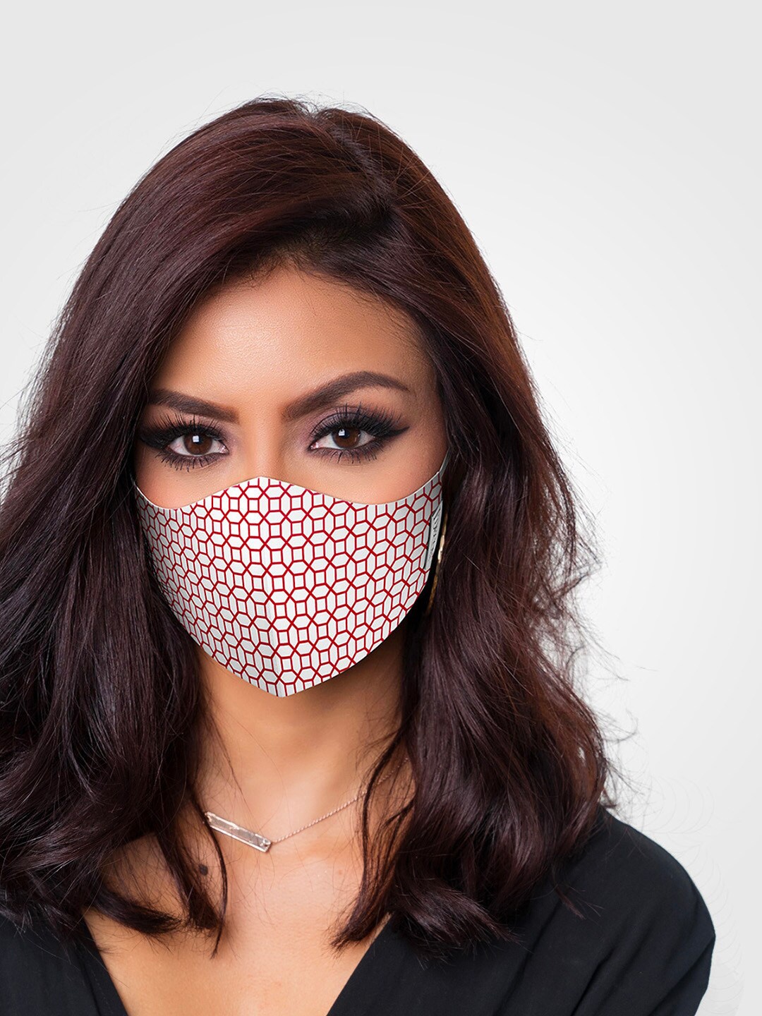 

DDecor Women Anti Viral White & Red Printed 3-Ply Reusable Protective Outdoor Mask