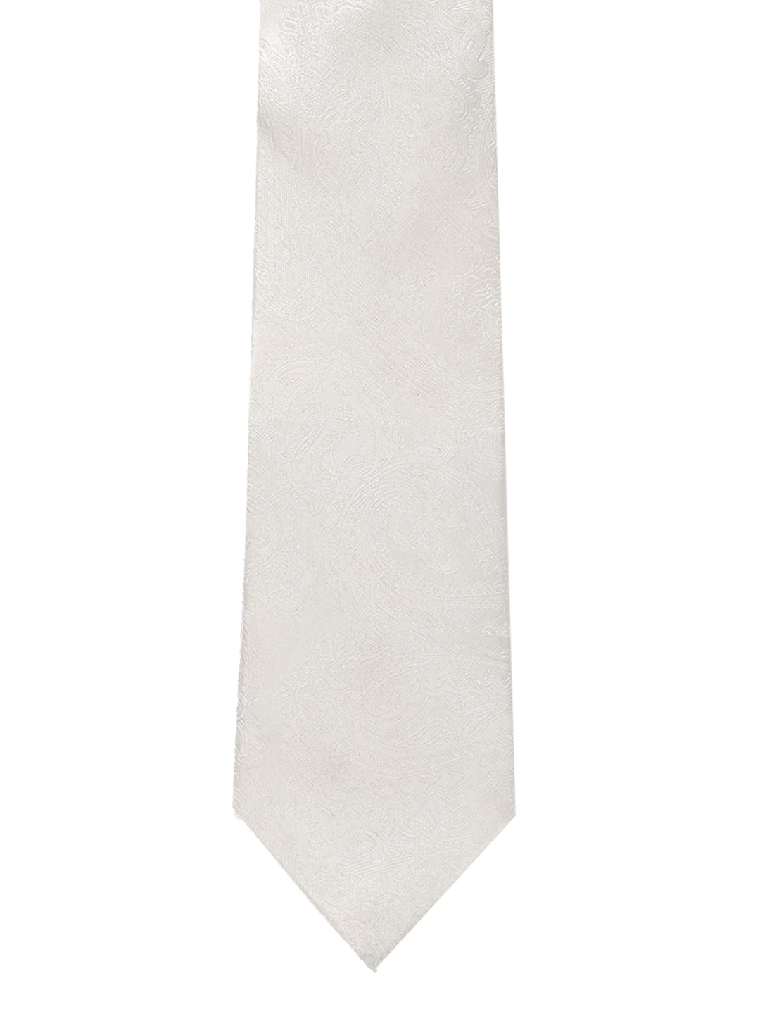 

Louis Philippe Men White Woven-Design Silk Broad Tie