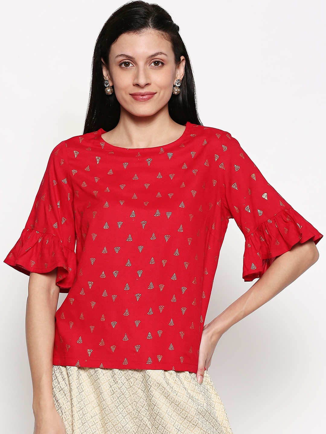 

AKKRITI BY PANTALOONS Women Red Printed Top