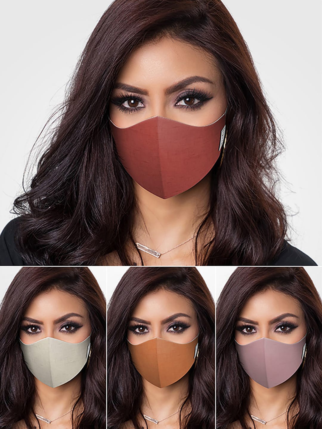 

DDecor Women Pack Of 4 Solid 3-Ply Adjustable Reusable Protective Outdoor Masks, Maroon