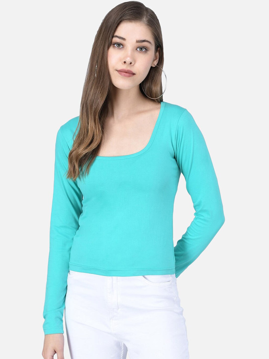 

The Dry State Women Blue Solid Hood T-shirt