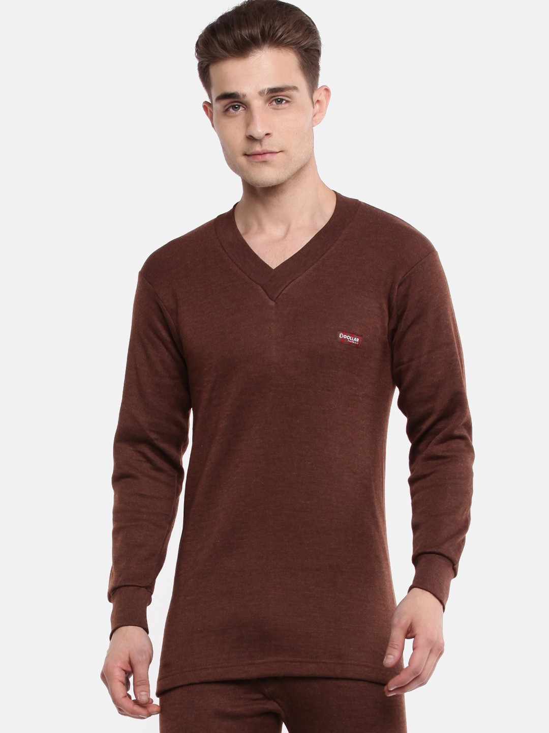 

Dollar Men Brown Solid Thermal Top