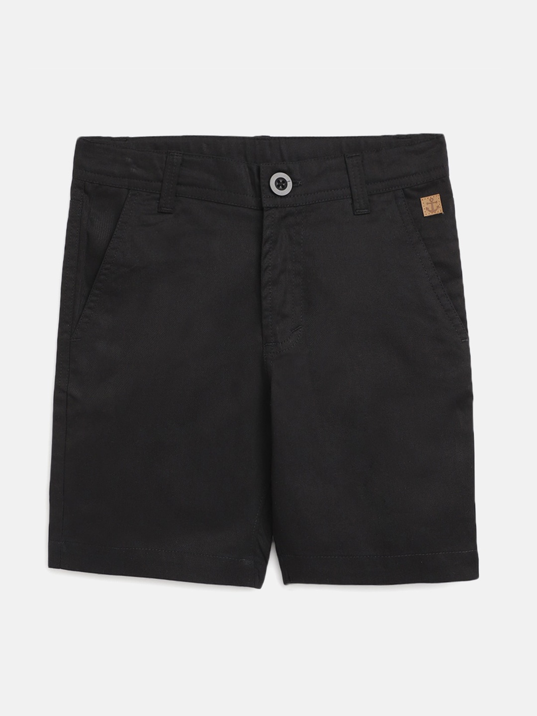 

Campana Boys Black Solid Regular Fit Cotton Shorts