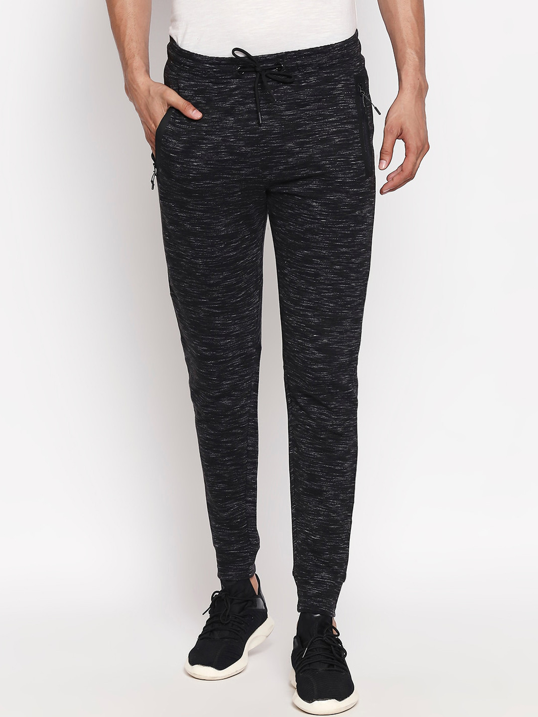 

People Men Black Self-Design Relaxed-Fit Joggers