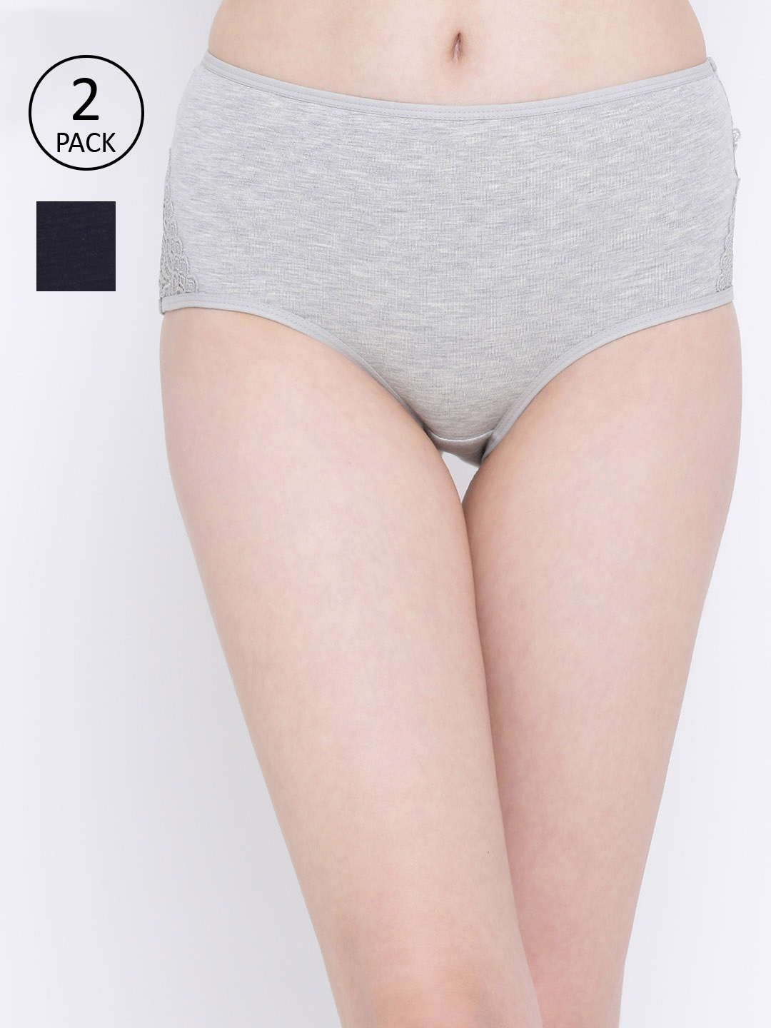 

Clovia Women Pack of 2 Solid Hipster Briefs COMPNC930S, Grey