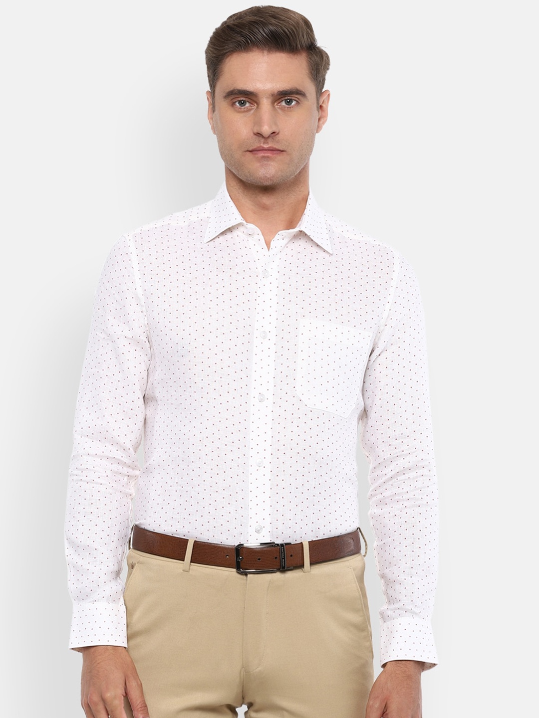 

Louis Philippe Men White & Red Regular Fit Printed Casual Shirt
