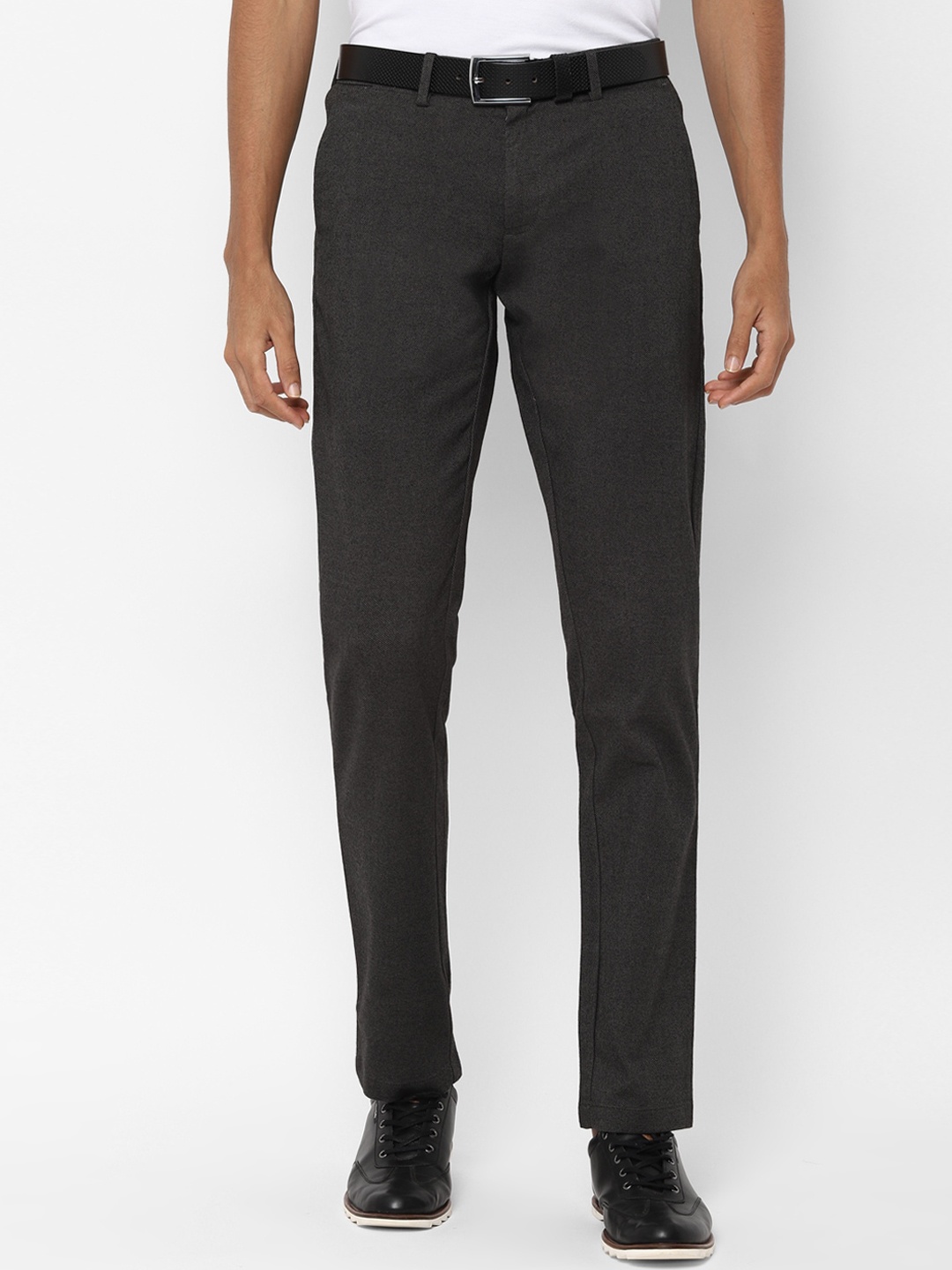 Allen Solly Men Grey Slim Fit Solid Regular Trousers