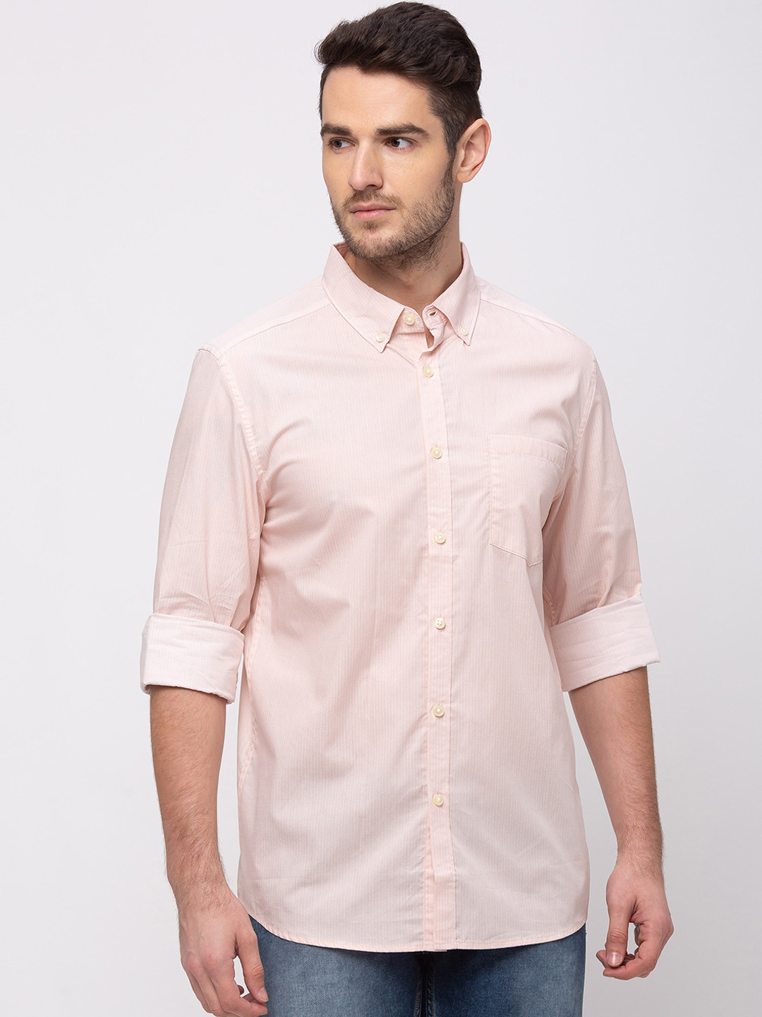 

Kenneth Cole Men Rose Pink Regular Fit Solid Casual Shirt