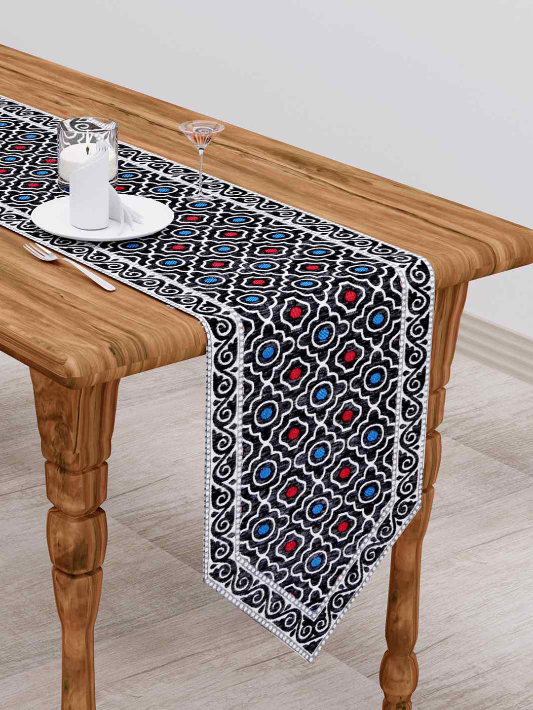 

Clasiko Charcoal Grey & White Woven Design 300 TC Table Runner