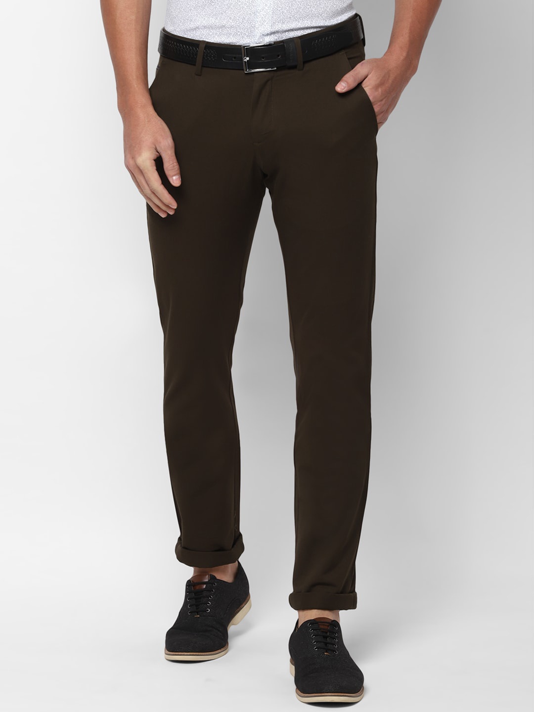 

Allen Solly Men Brown Slim Fit Solid Regular Trousers