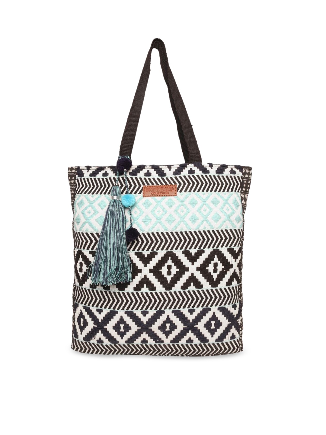 

ASTRID Black & Beige Self Design Tote Bag