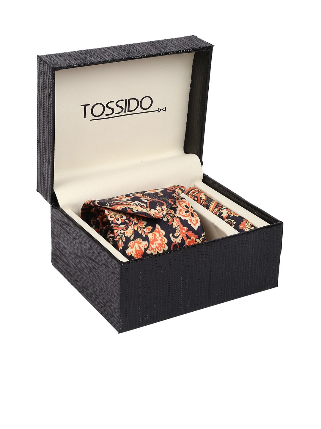 

Tossido Men Black & Orange Printed Accessory Gift Set
