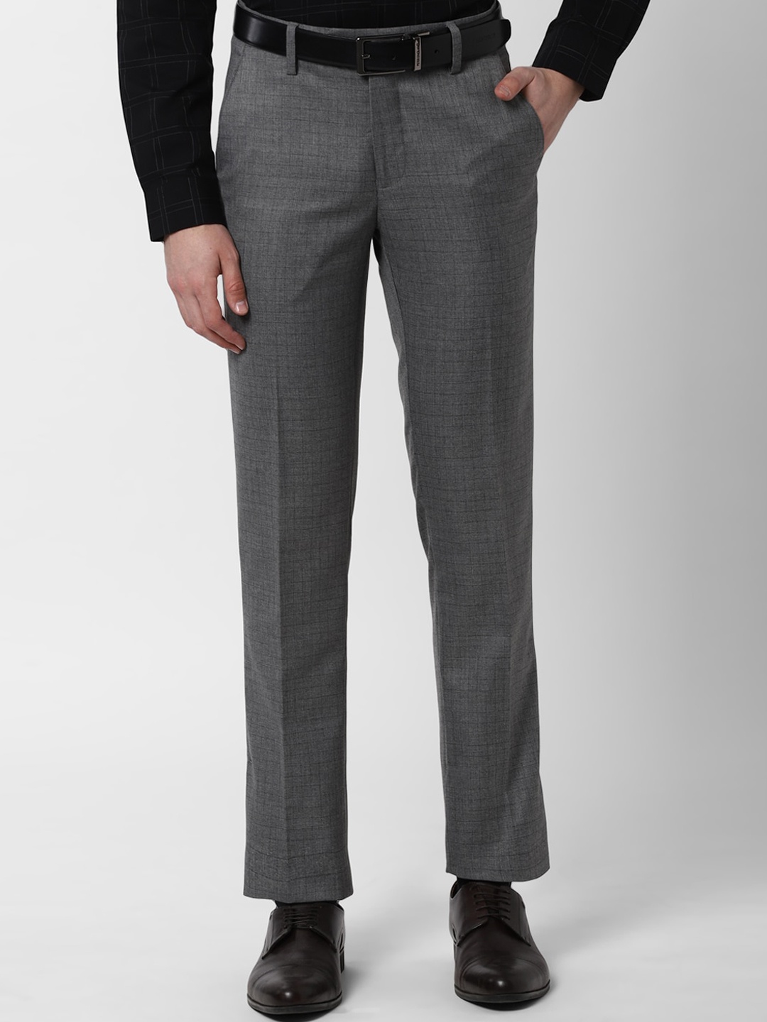

Peter England Men Grey Slim Fit Solid Formal Trousers