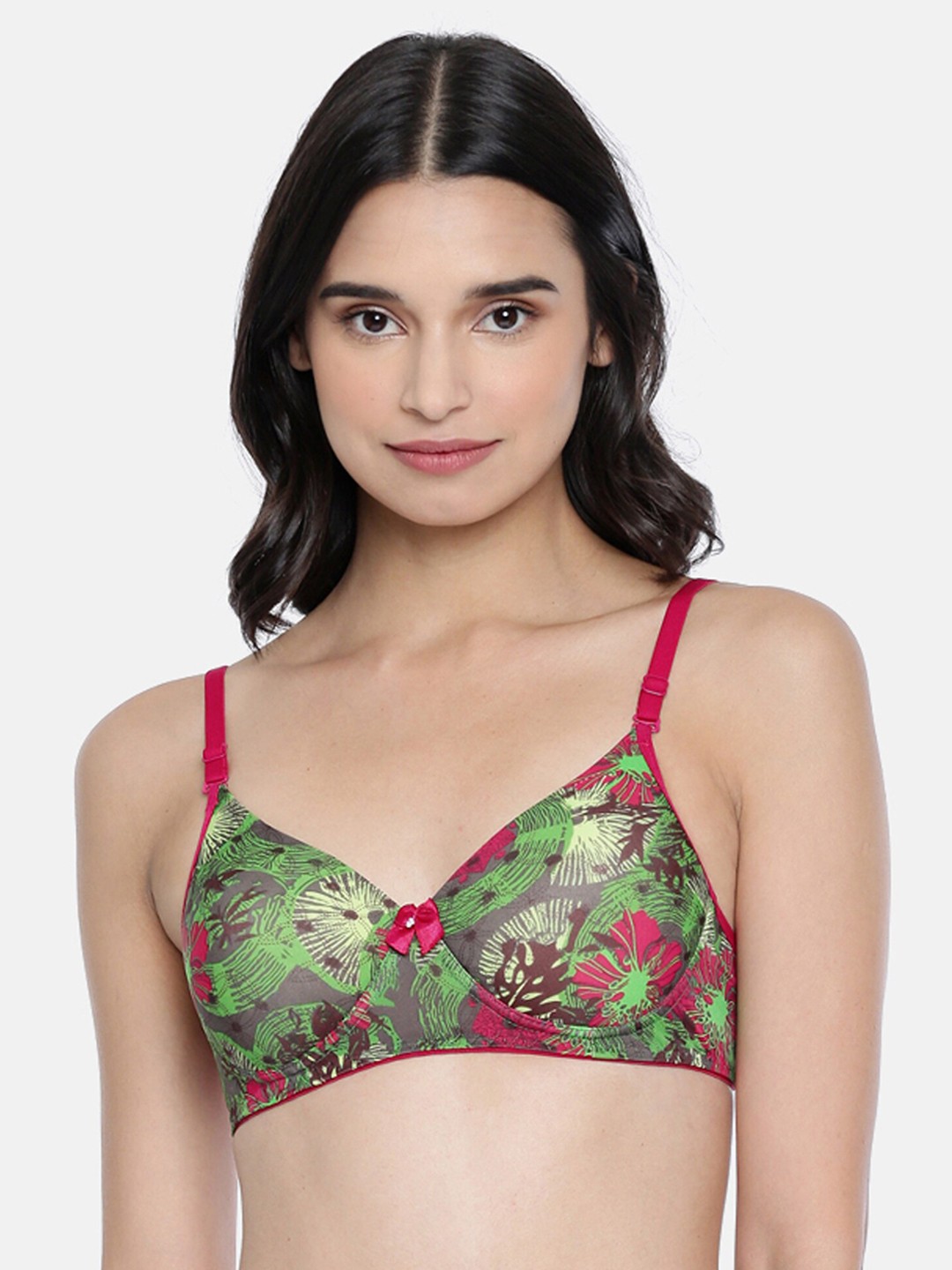 

Lady Love Green & Red Printed Non-Wired Lightly Padded Everyday Bra