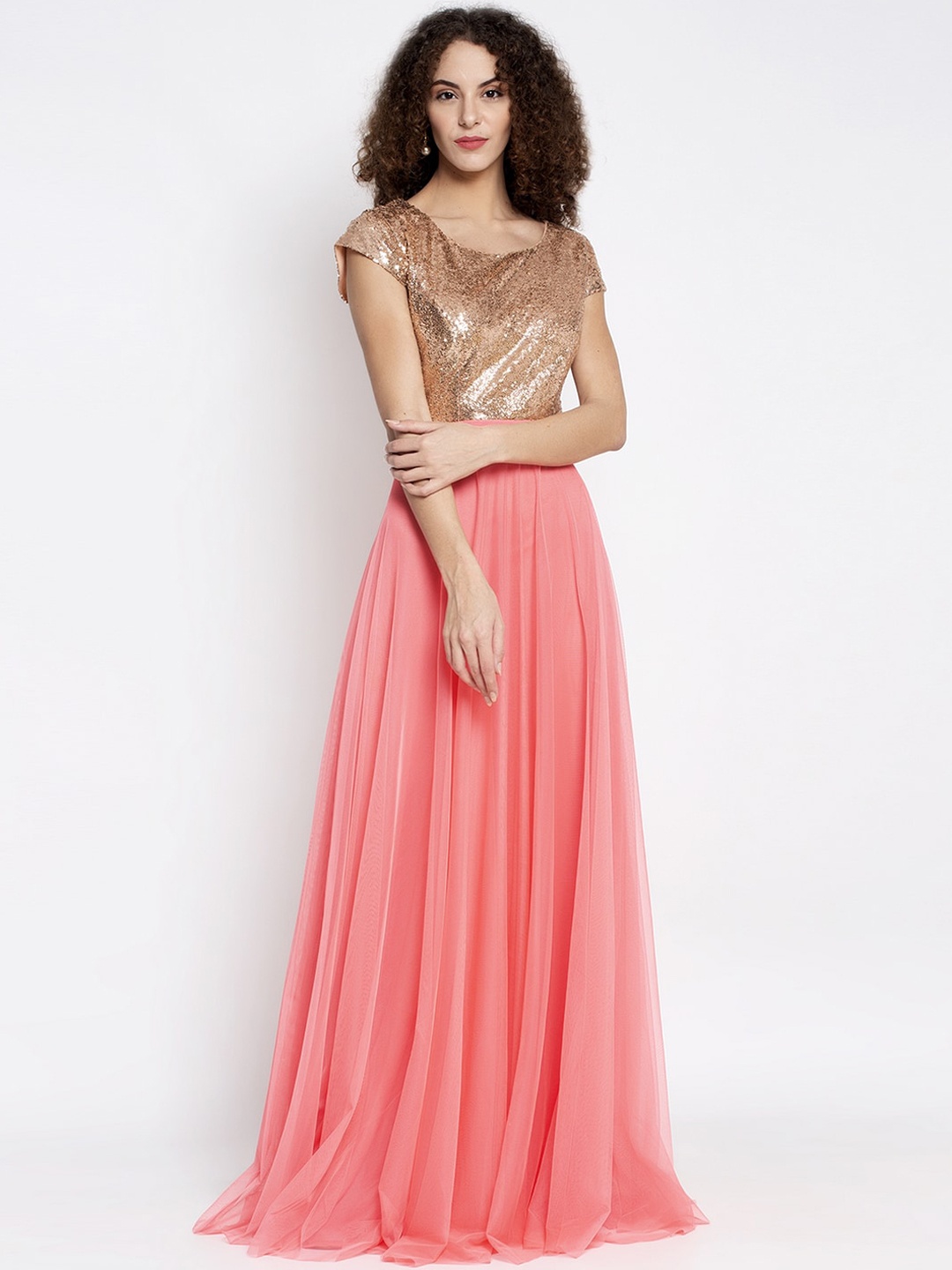 

Just Wow Pink Embellished Maxi Dress