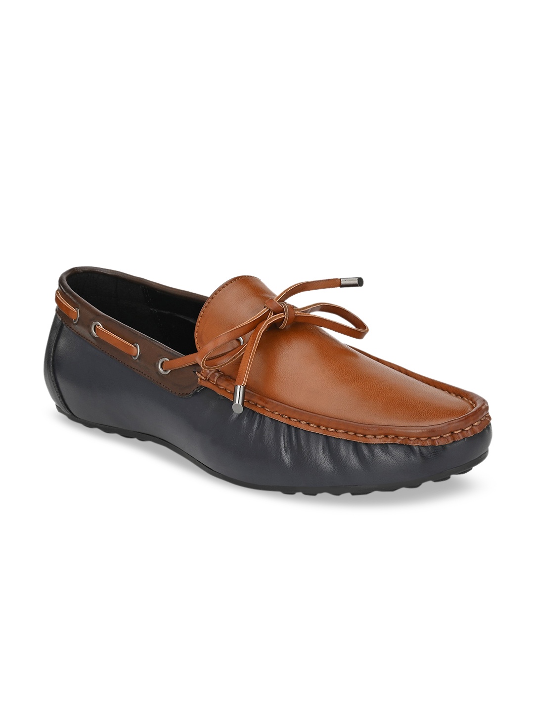 

San Frissco Men Tan Brown Colourblocked Leather Boat Shoes