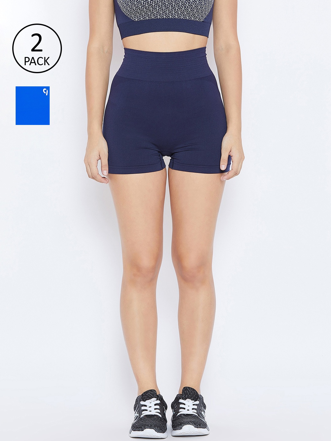 

C9 AIRWEAR Women Pack Of 2 Blue Solid Slim Fit Sports Shorts