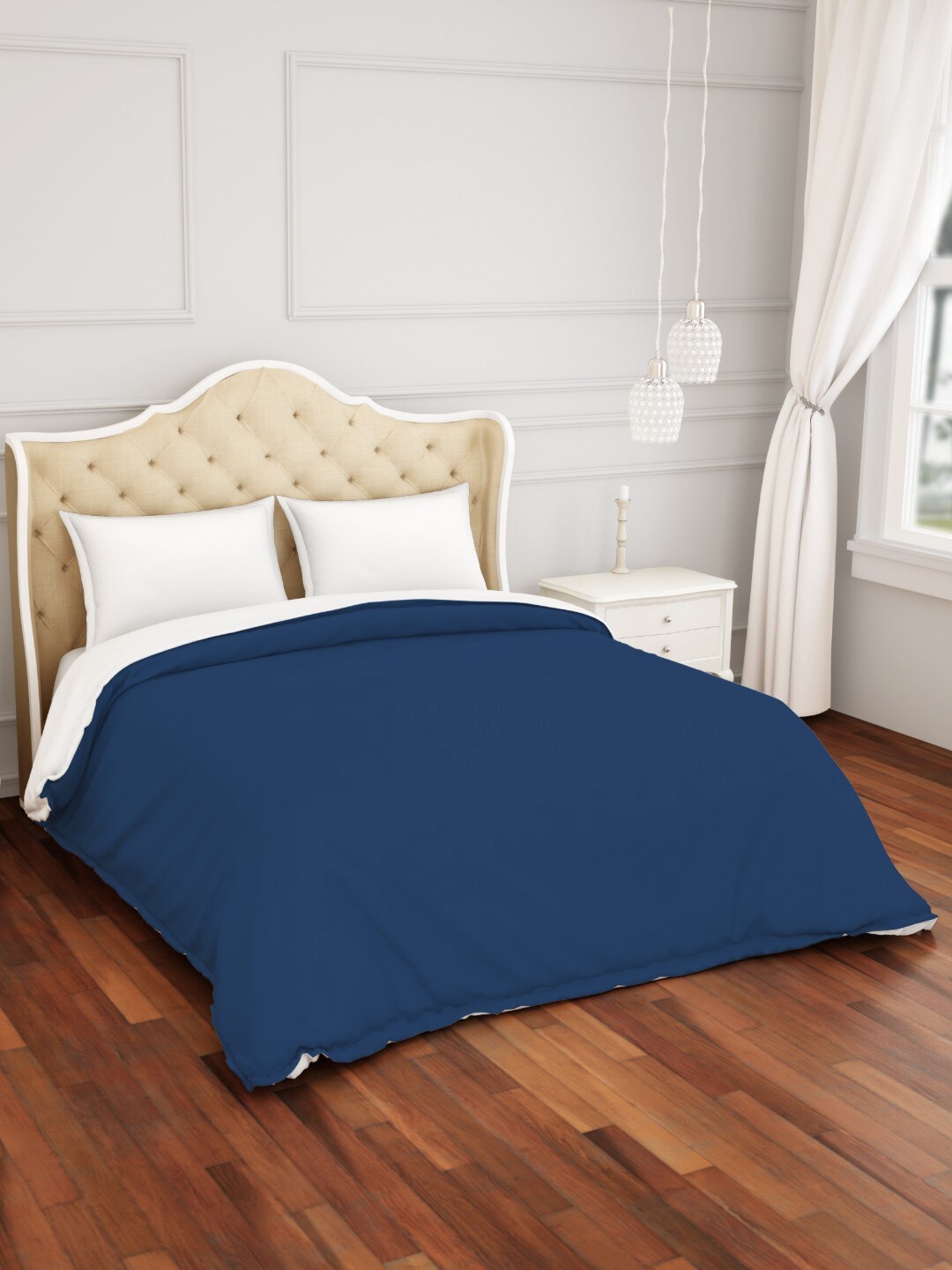 

SPACES Blue Solid Hygro 300 TC Double Queen Duvet Cover