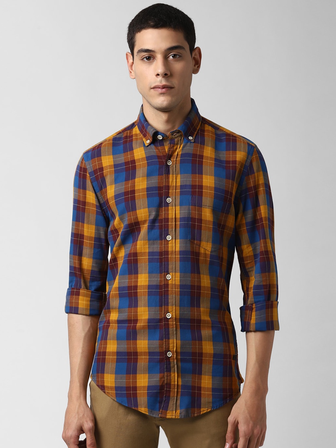 

Peter England Casuals Men Multicoloured Slim Fit Checked Casual Shirt, Multi