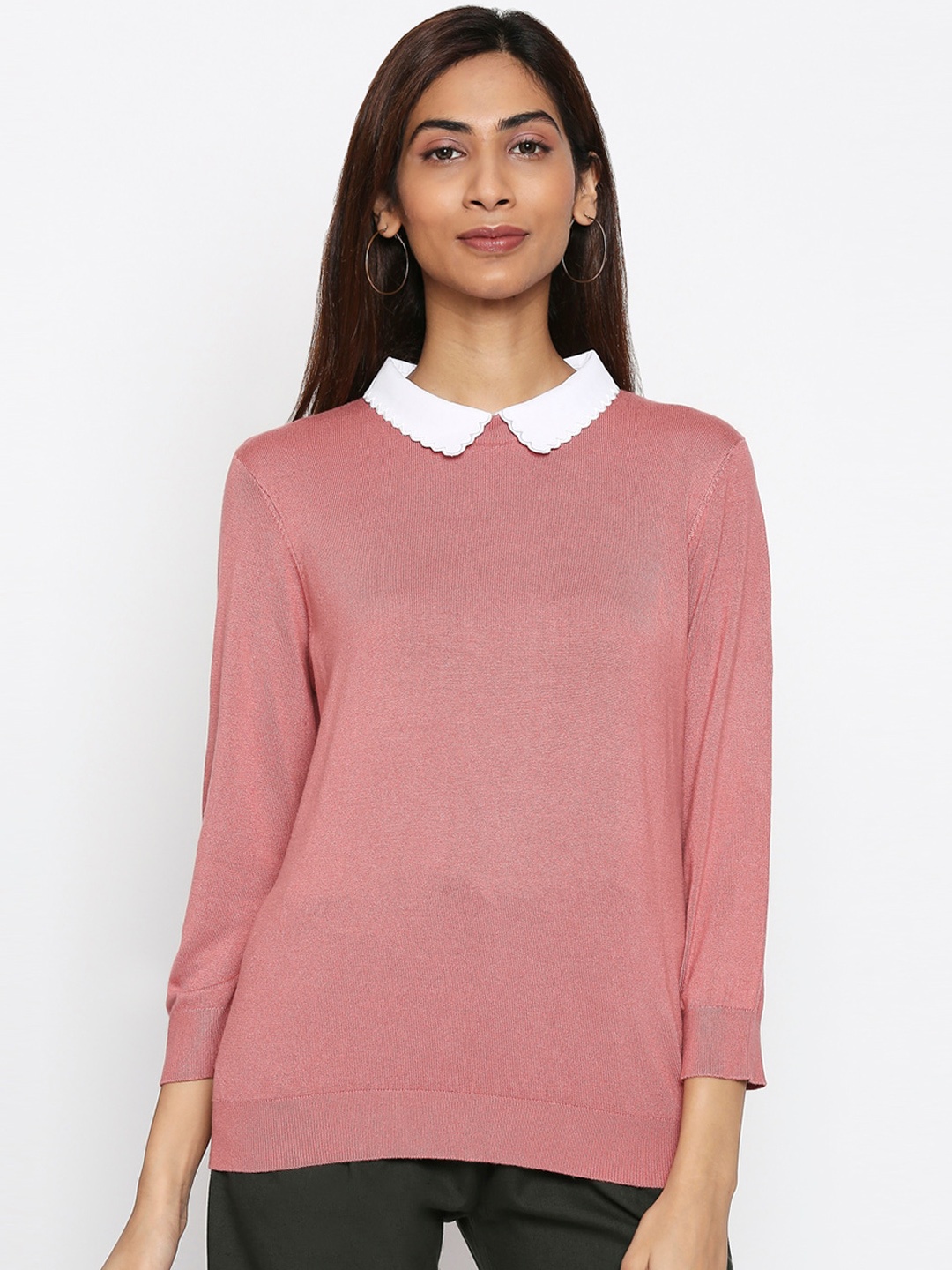 

Annabelle by Pantaloons Women Pink Solid Pullover Sweater