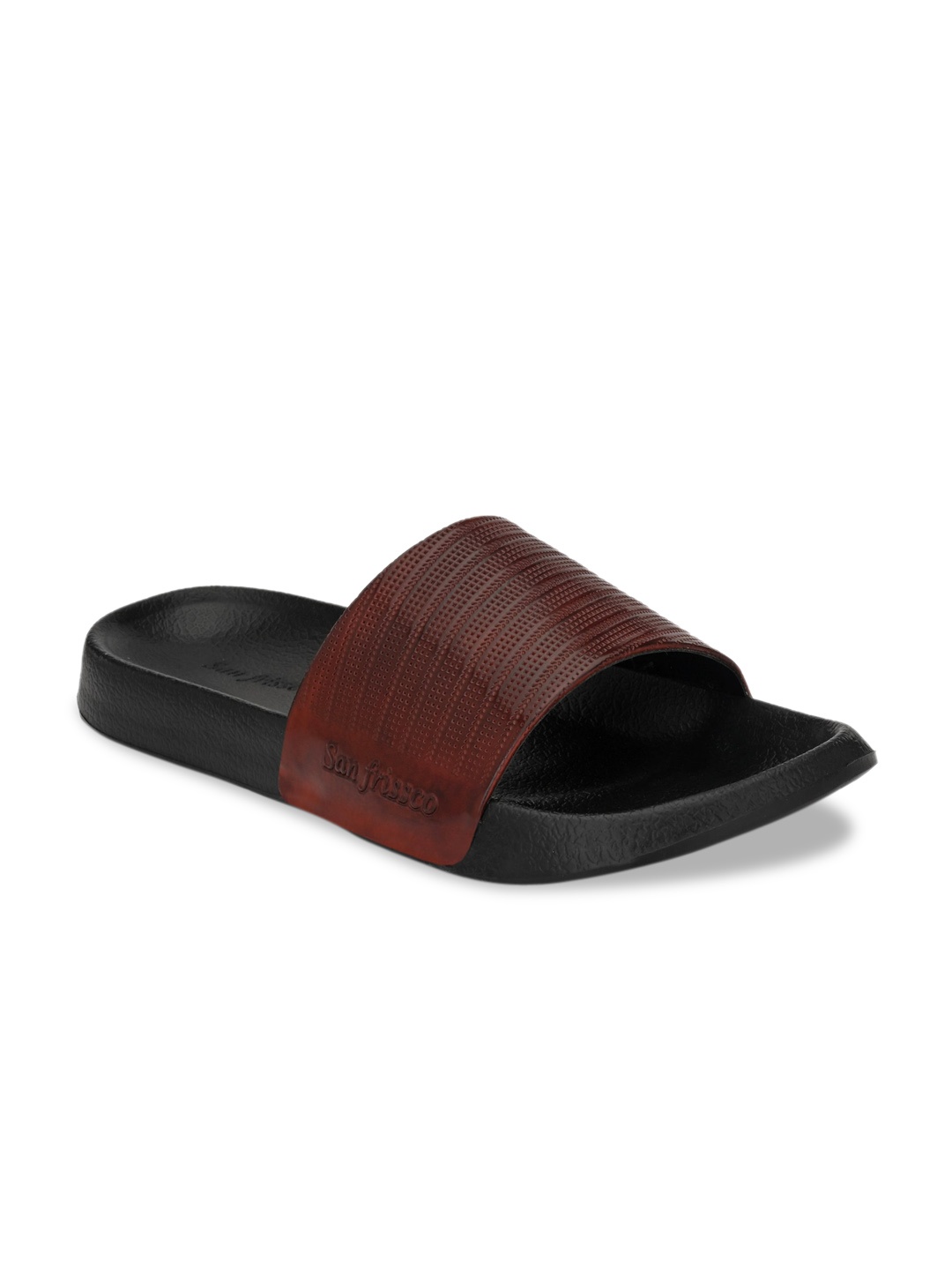 

San Frissco Men Brown & Black Self-design Sliders