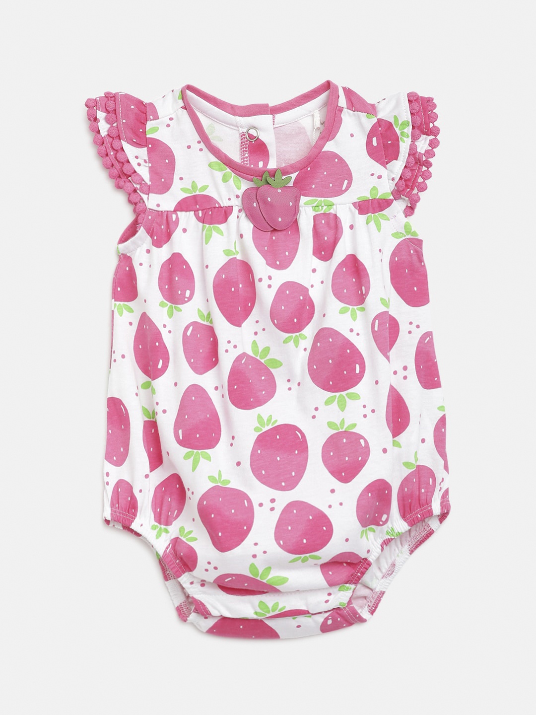 

Chicco Girls White & Pink Printed Pure Cotton Bodysuit